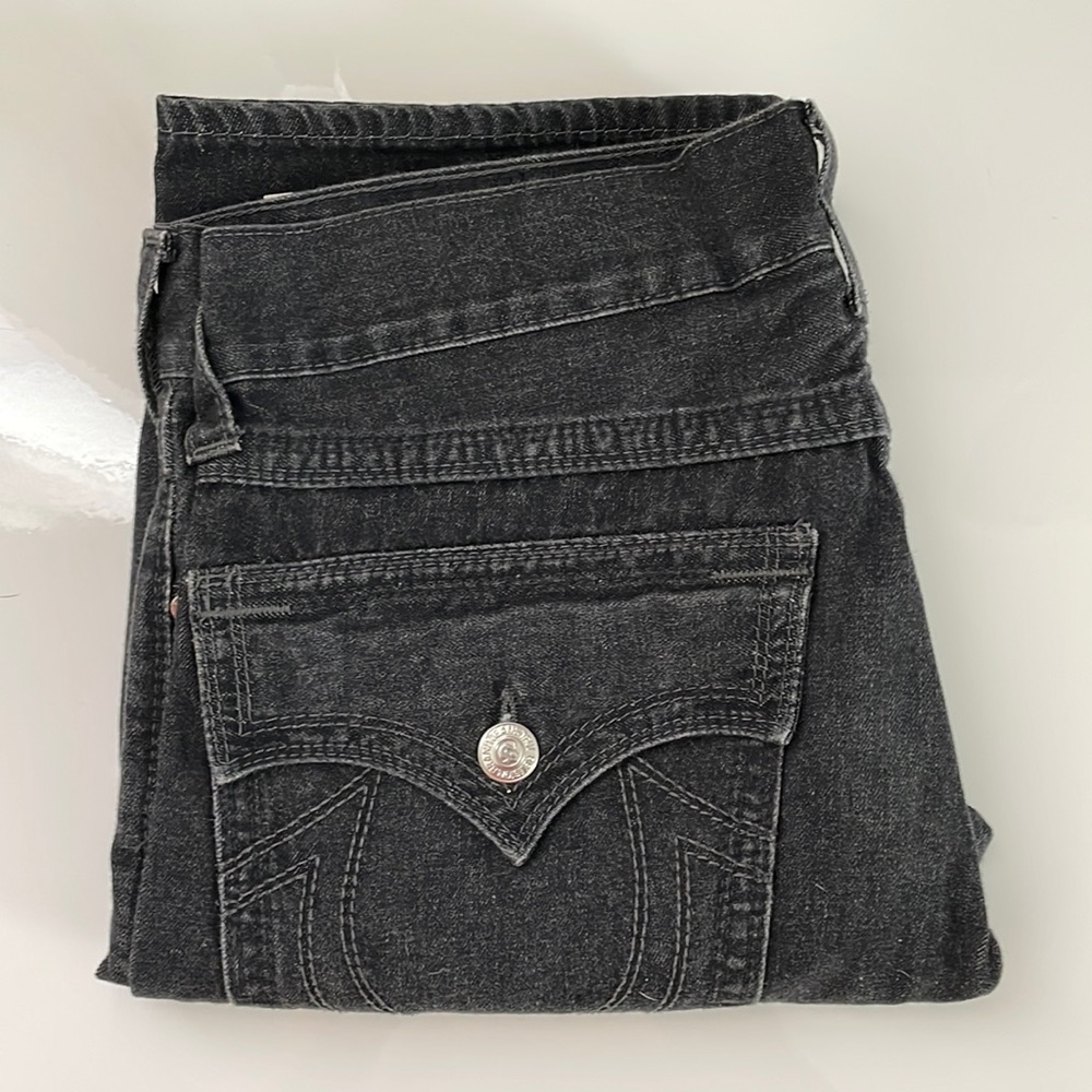 Mens True Religions straight black grey jeans size 33